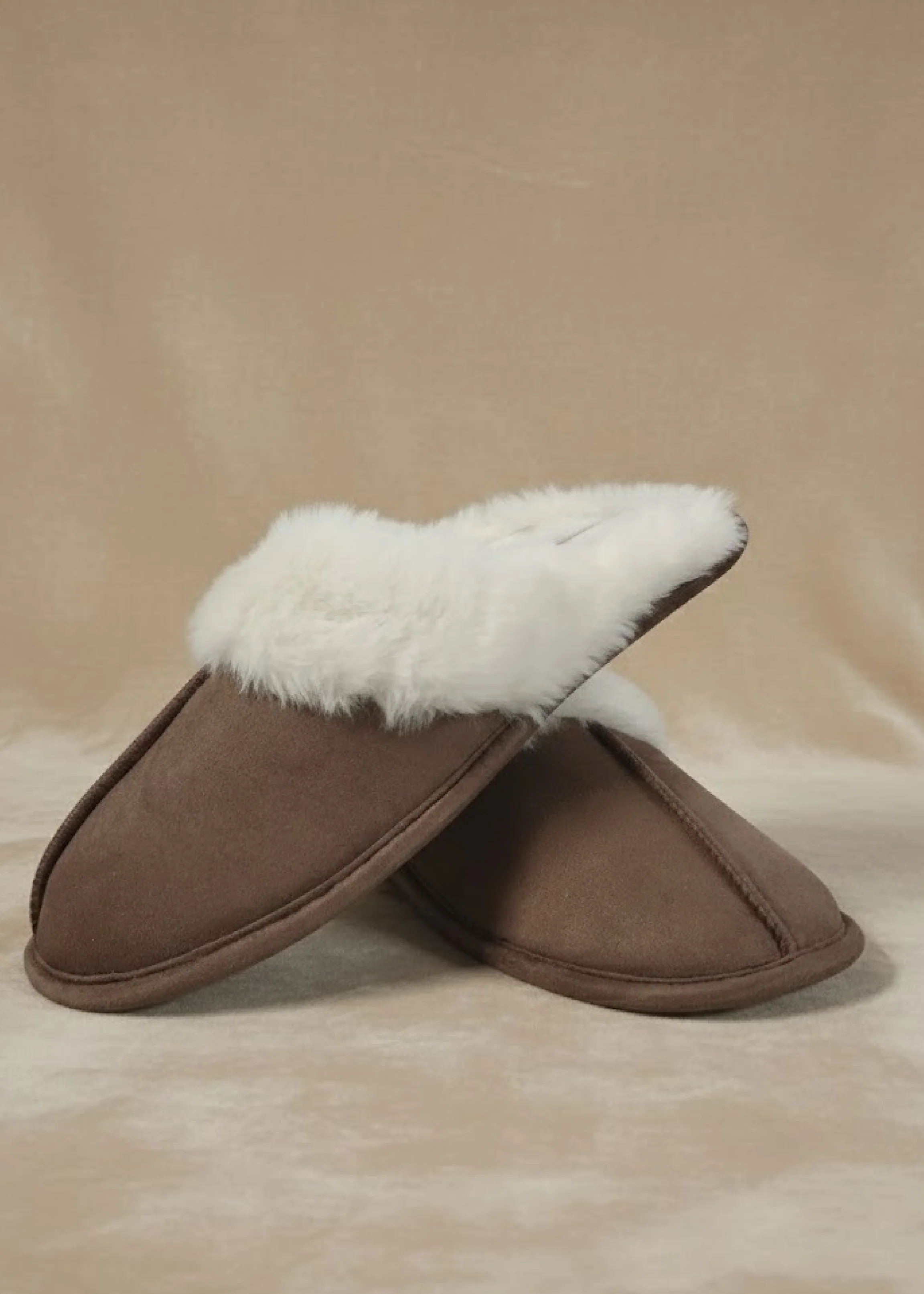 Vicky Taupe Memory Foam Slippers