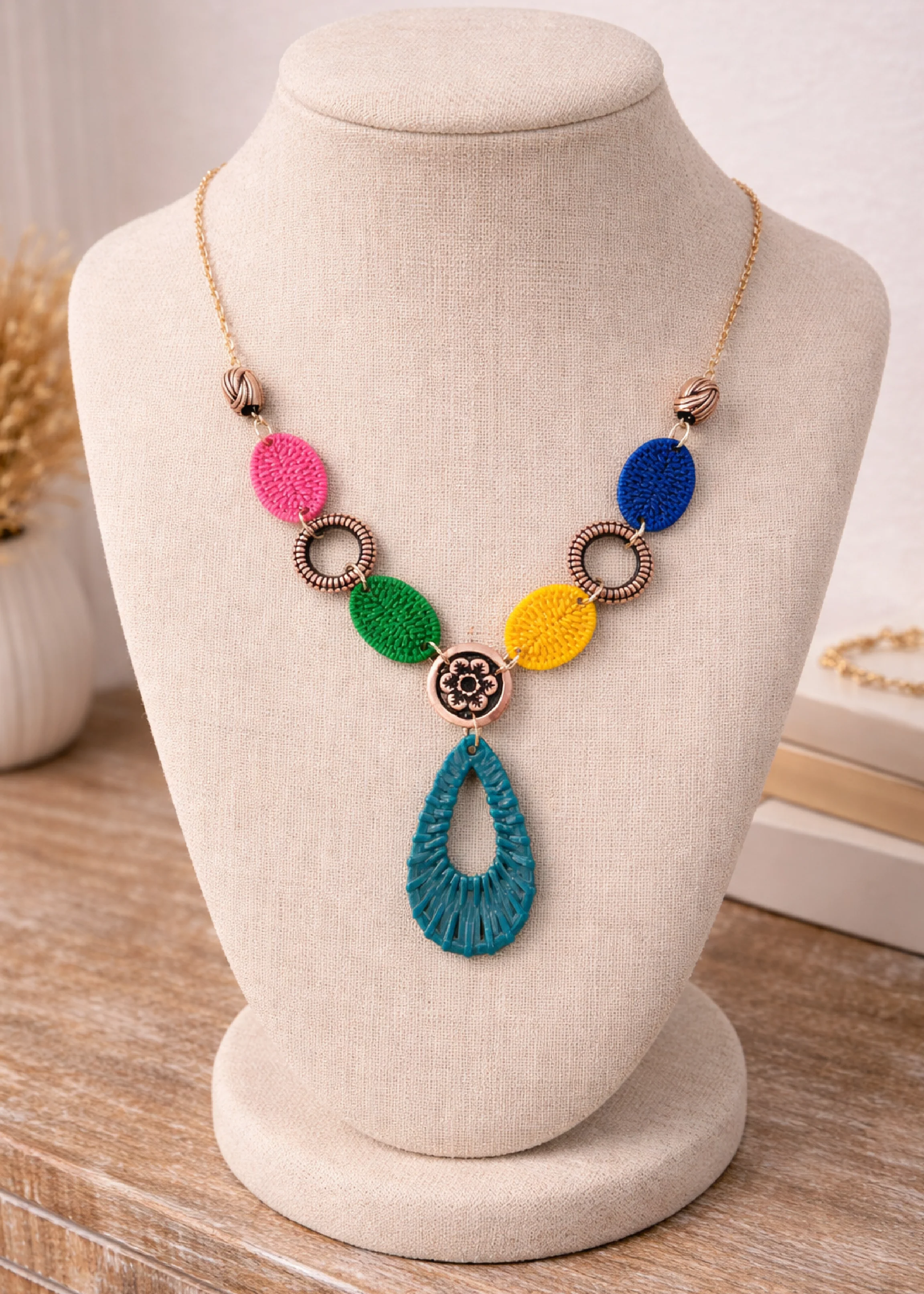 Whoopi Gold Multicoloured Necklace